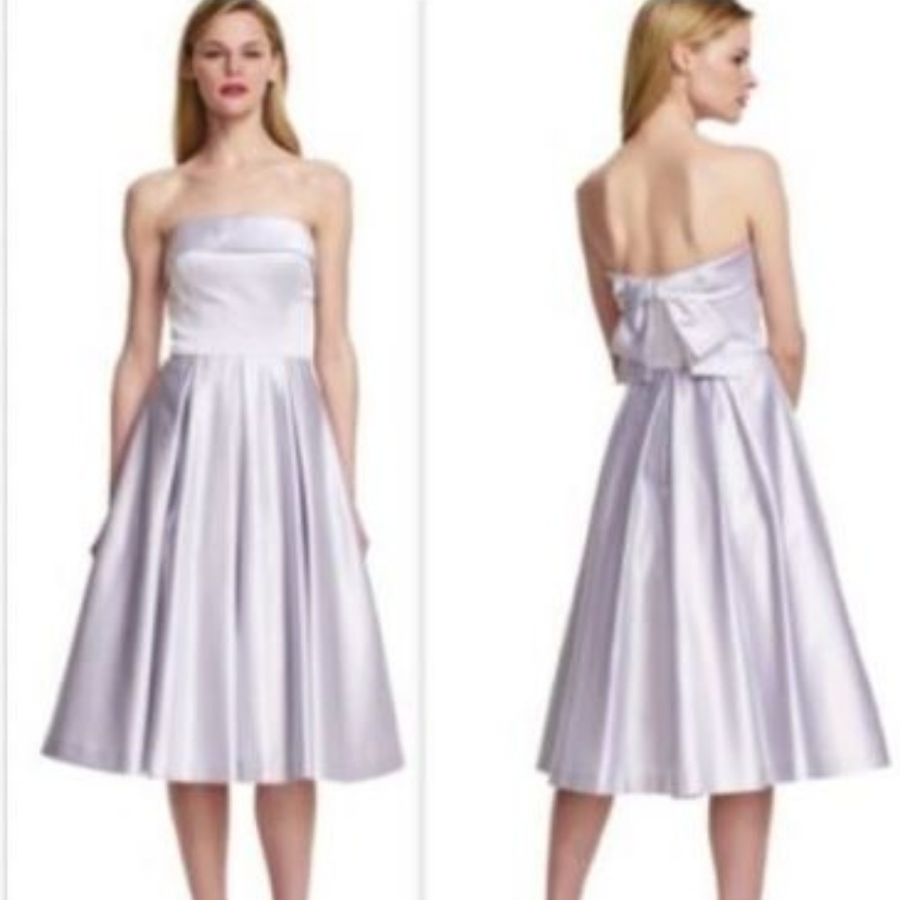 Strapless Satin Party Dress Silver A-Line NWT